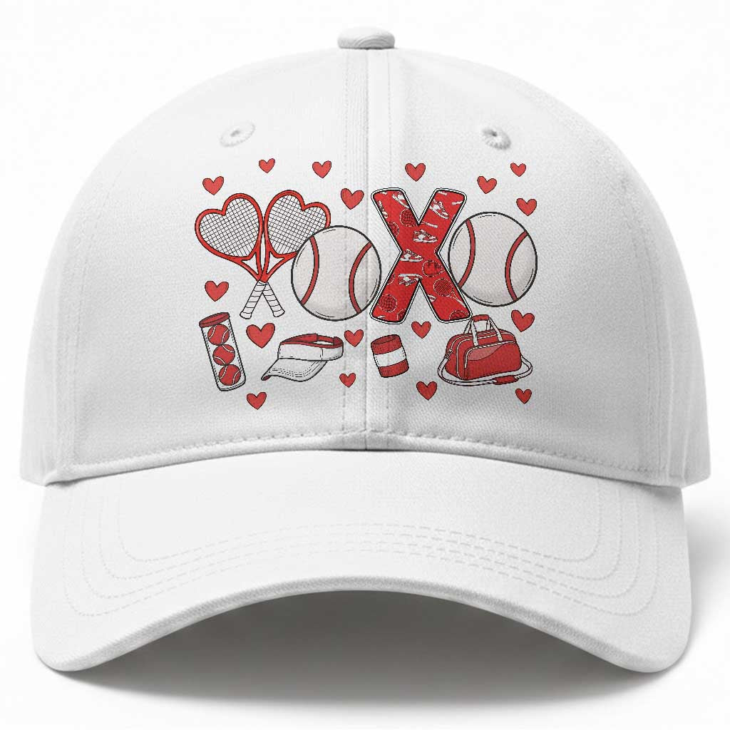 Cute XOXO Tennis Player Baseball Cap Valentines Tennis Gift