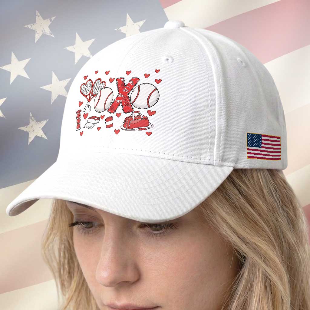 Cute XOXO Tennis Player Baseball Cap Valentines Tennis Gift