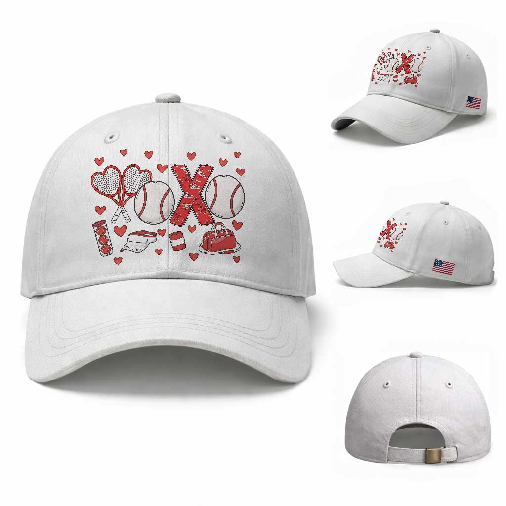 Cute XOXO Tennis Player Baseball Cap Valentines Tennis Gift