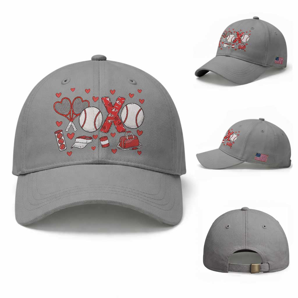 Cute XOXO Tennis Player Baseball Cap Valentines Tennis Gift
