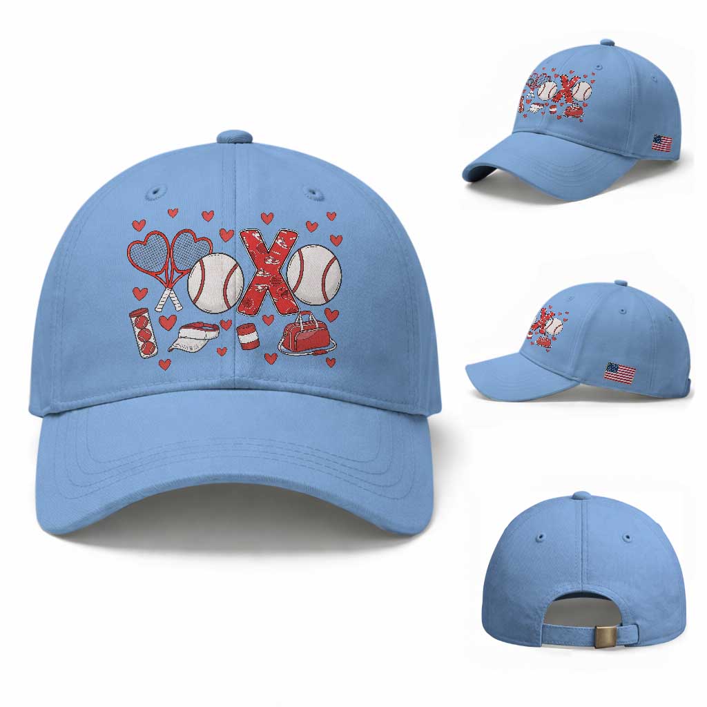 Cute XOXO Tennis Player Baseball Cap Valentines Tennis Gift