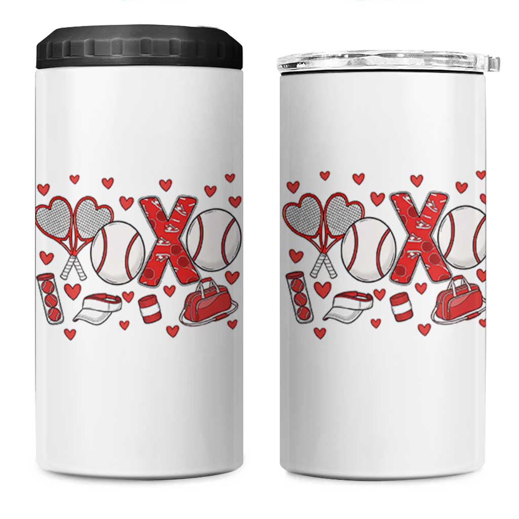 Cute XOXO Tennis Player 4 in 1 Can Cooler Tumbler Valentines Tennis Gift - Wonder Print Shop