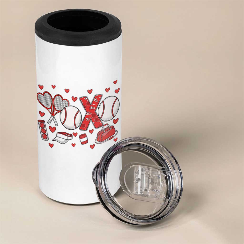 Cute XOXO Tennis Player 4 in 1 Can Cooler Tumbler Valentines Tennis Gift - Wonder Print Shop