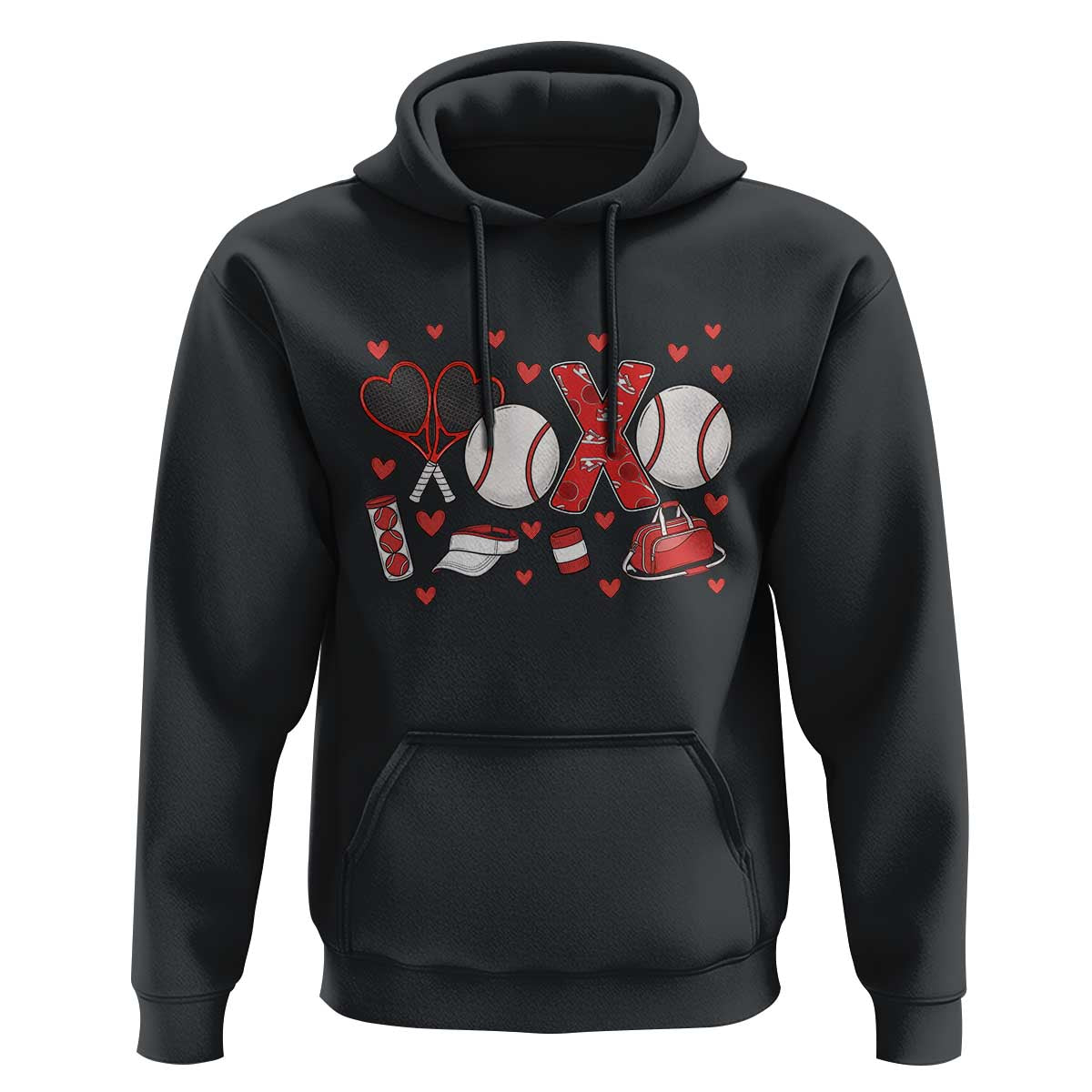 Cute XOXO Tennis Player Hoodie Valentines Tennis Gift - Wonder Print Shop