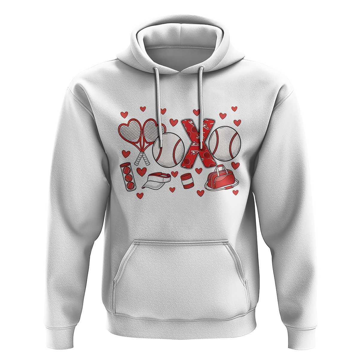 Cute XOXO Tennis Player Hoodie Valentines Tennis Gift - Wonder Print Shop