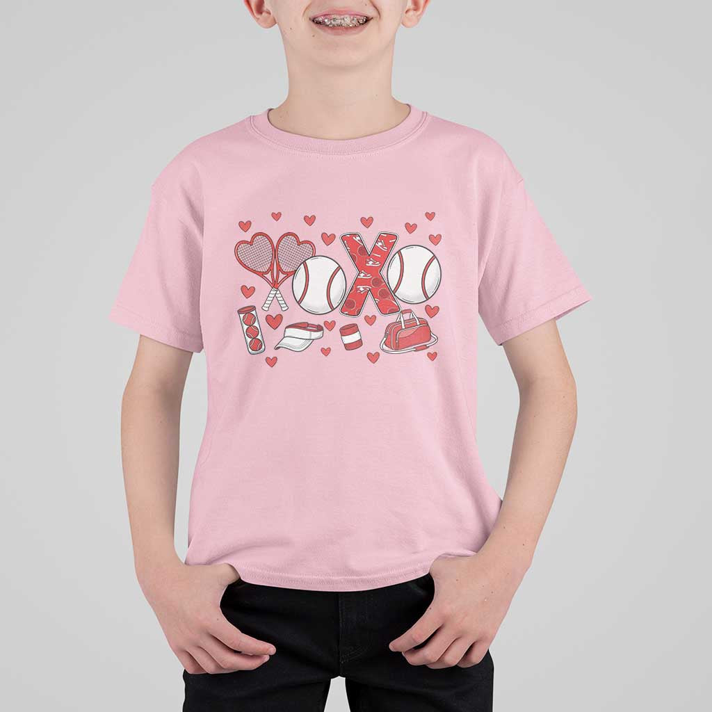 Cute XOXO Tennis Player T Shirt For Kid Valentines Tennis Gift - Wonder Print Shop