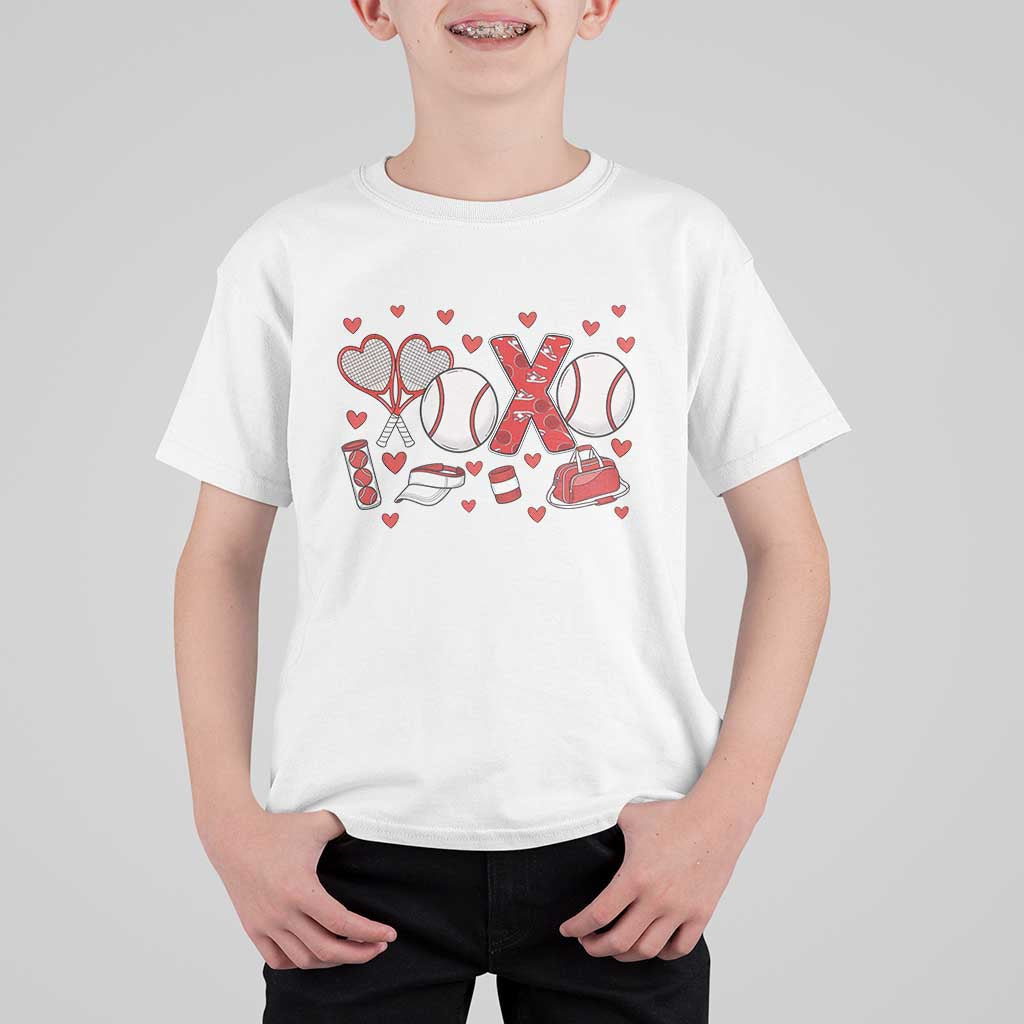 Cute XOXO Tennis Player T Shirt For Kid Valentines Tennis Gift - Wonder Print Shop