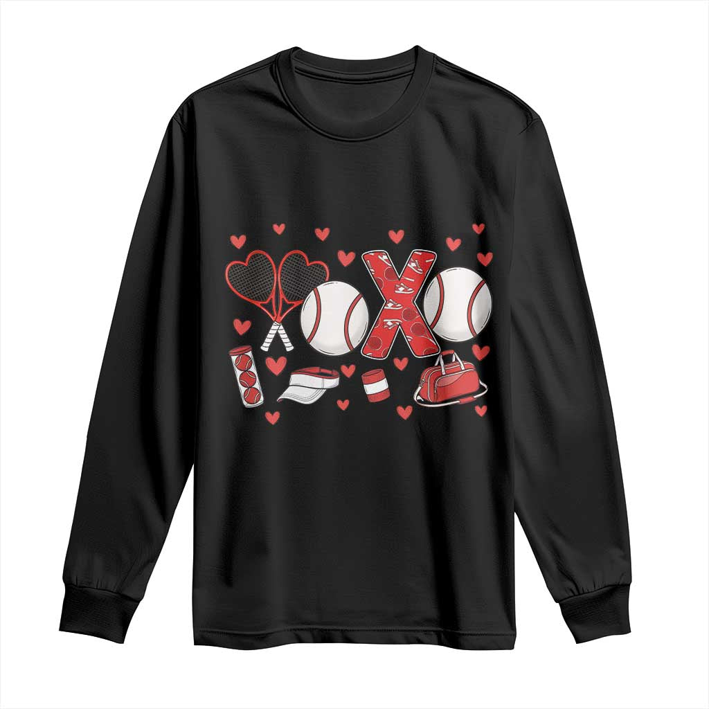 Cute XOXO Tennis Player Long Sleeve Shirt Valentines Tennis Gift - Wonder Print Shop