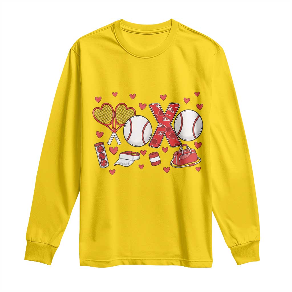 Cute XOXO Tennis Player Long Sleeve Shirt Valentines Tennis Gift - Wonder Print Shop