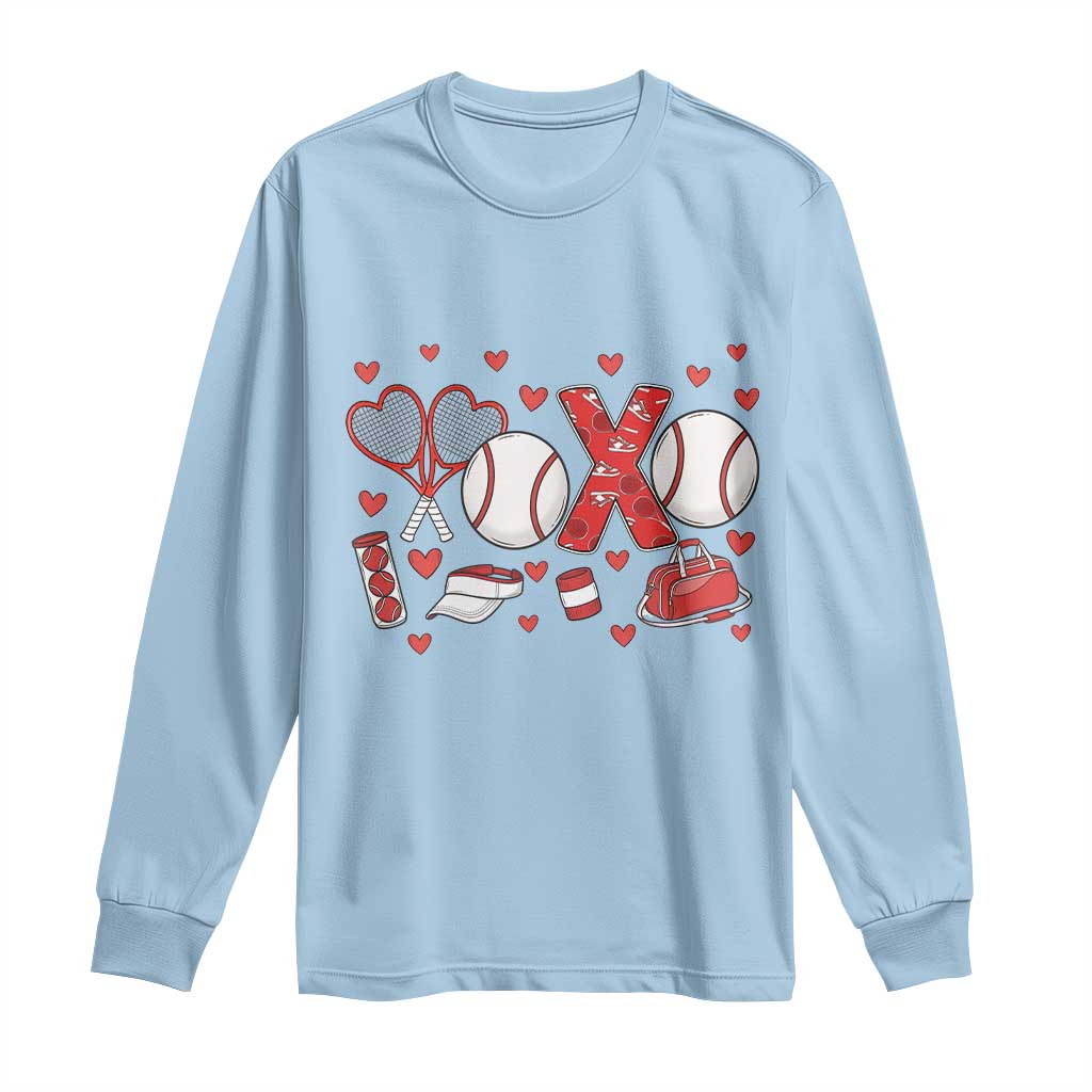 Cute XOXO Tennis Player Long Sleeve Shirt Valentines Tennis Gift - Wonder Print Shop
