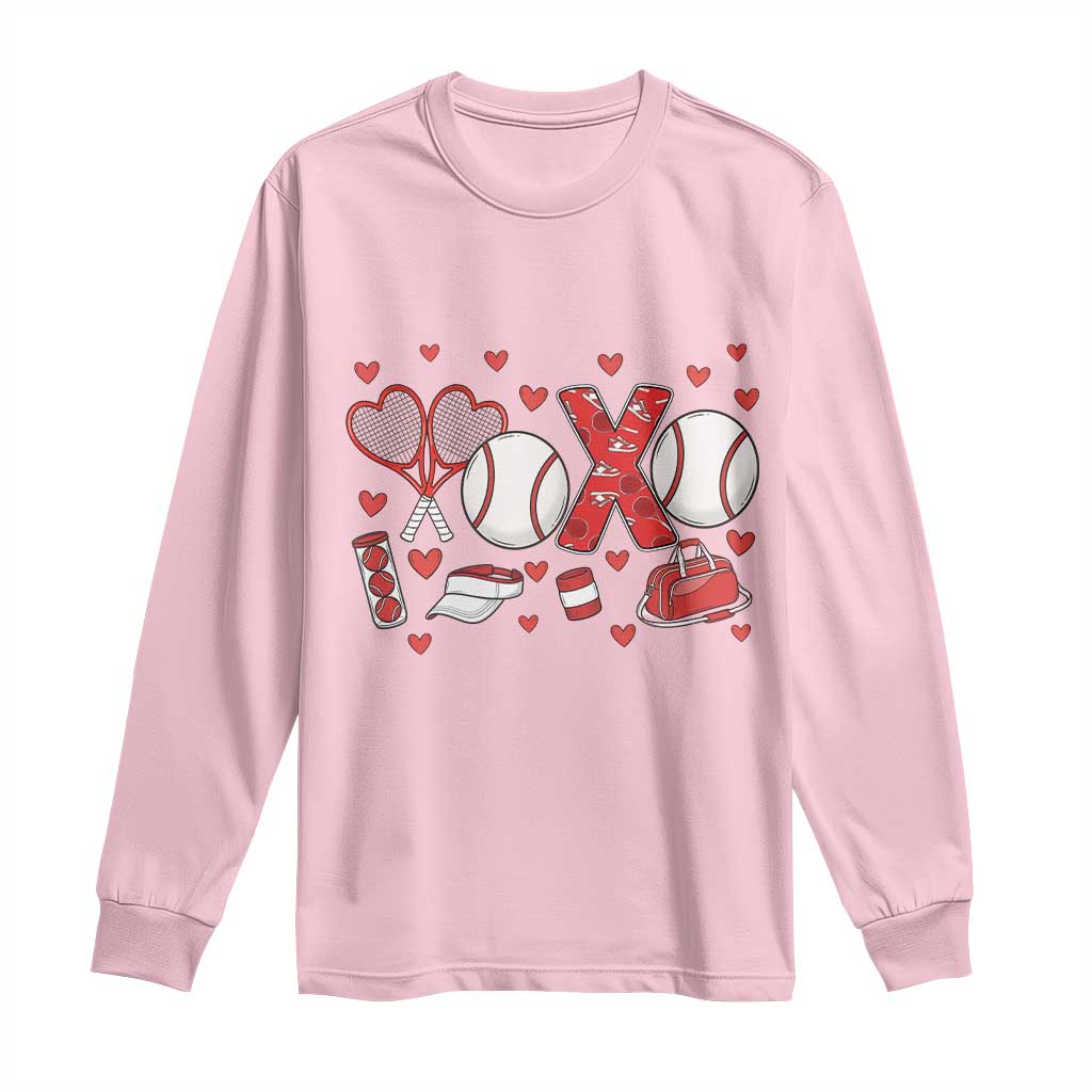 Cute XOXO Tennis Player Long Sleeve Shirt Valentines Tennis Gift - Wonder Print Shop