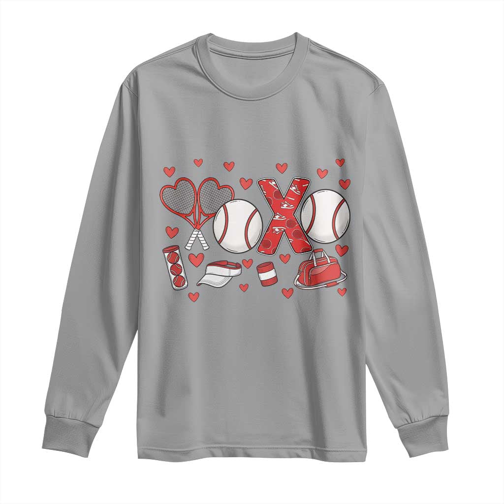 Cute XOXO Tennis Player Long Sleeve Shirt Valentines Tennis Gift - Wonder Print Shop
