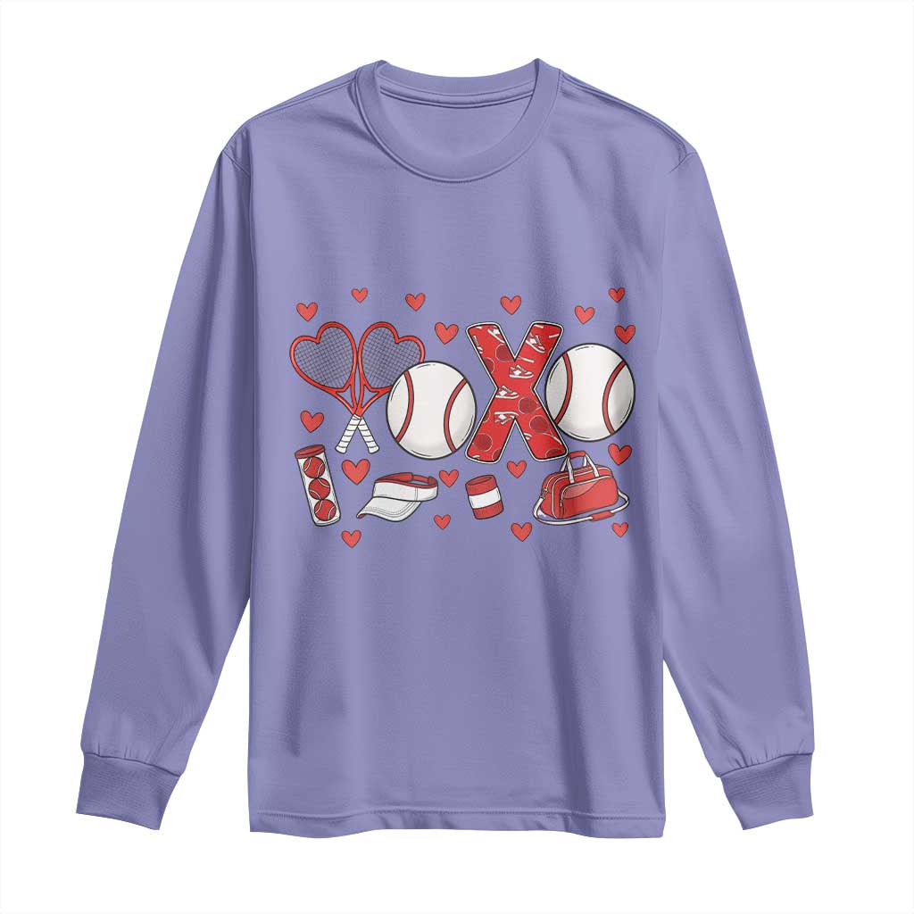 Cute XOXO Tennis Player Long Sleeve Shirt Valentines Tennis Gift - Wonder Print Shop