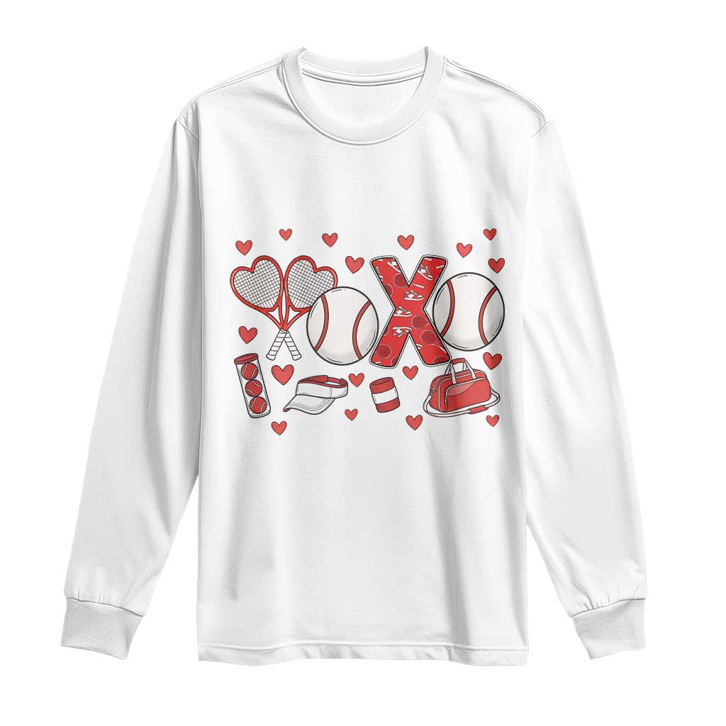 Cute XOXO Tennis Player Long Sleeve Shirt Valentines Tennis Gift - Wonder Print Shop