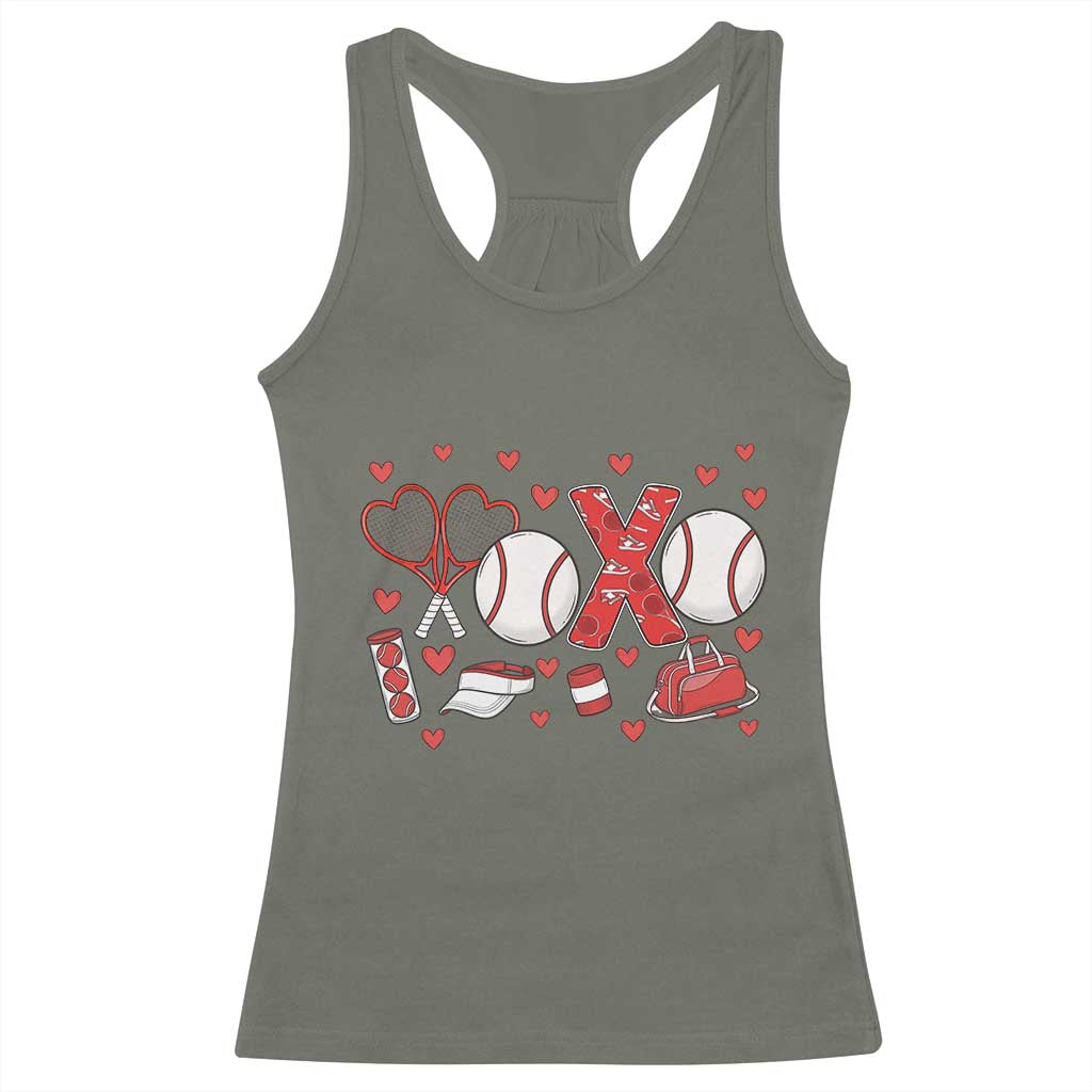 Cute XOXO Tennis Player Racerback Tank Top Valentines Tennis Gift - Wonder Print Shop