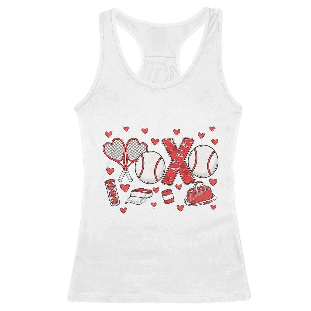 Cute XOXO Tennis Player Racerback Tank Top Valentines Tennis Gift - Wonder Print Shop