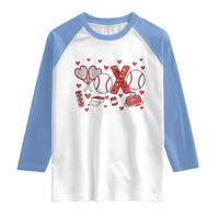 Cute XOXO Tennis Player Raglan Shirt Valentines Tennis Gift - Wonder Print Shop