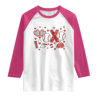 Cute XOXO Tennis Player Raglan Shirt Valentines Tennis Gift - Wonder Print Shop