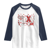 Cute XOXO Tennis Player Raglan Shirt Valentines Tennis Gift - Wonder Print Shop
