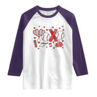 Cute XOXO Tennis Player Raglan Shirt Valentines Tennis Gift - Wonder Print Shop