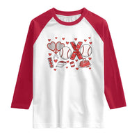 Cute XOXO Tennis Player Raglan Shirt Valentines Tennis Gift - Wonder Print Shop