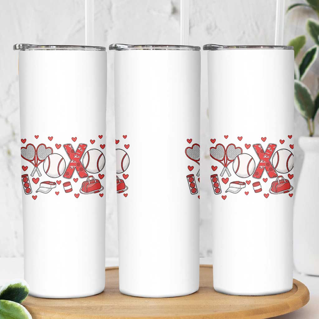 Cute XOXO Tennis Player Skinny Tumbler Valentines Tennis Gift - Wonder Print Shop