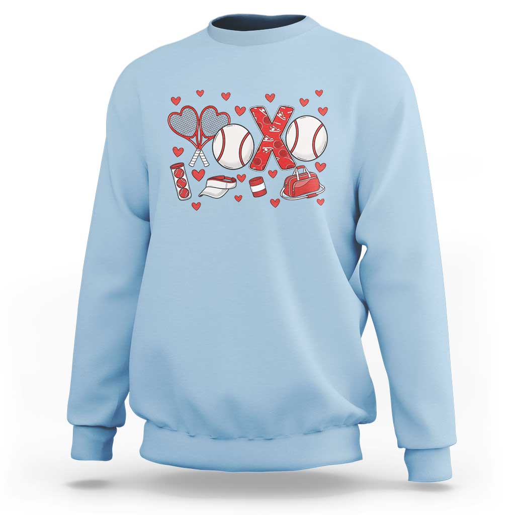 Cute XOXO Tennis Player Sweatshirt Valentines Tennis Gift - Wonder Print Shop