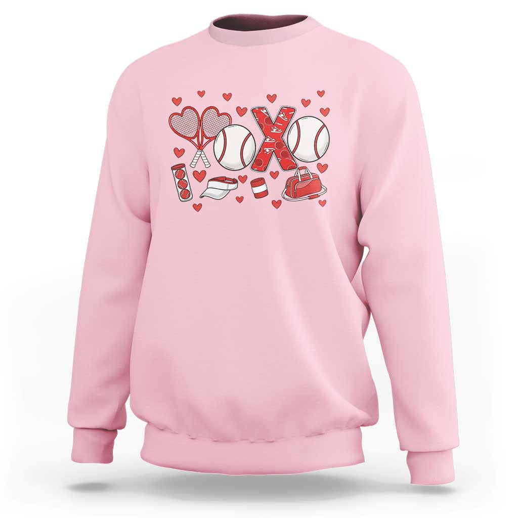 Cute XOXO Tennis Player Sweatshirt Valentines Tennis Gift - Wonder Print Shop