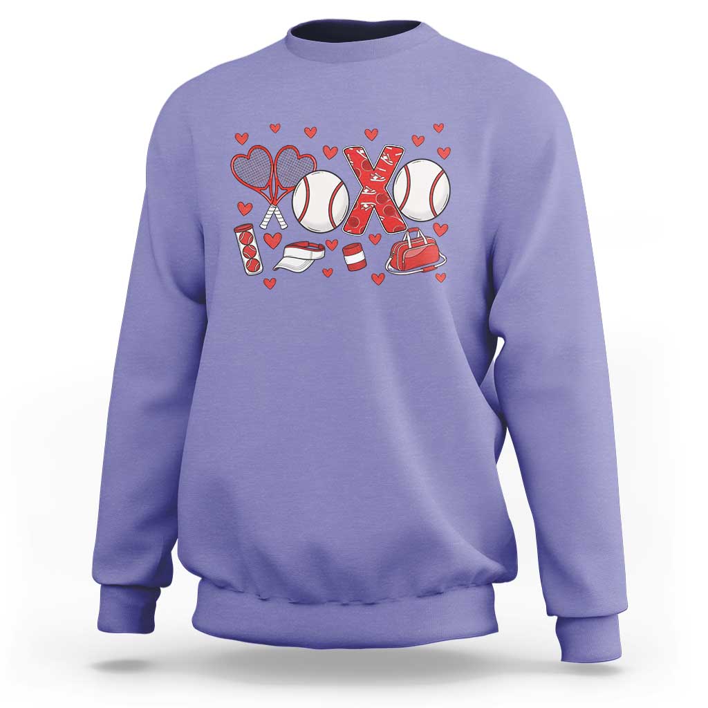Cute XOXO Tennis Player Sweatshirt Valentines Tennis Gift - Wonder Print Shop