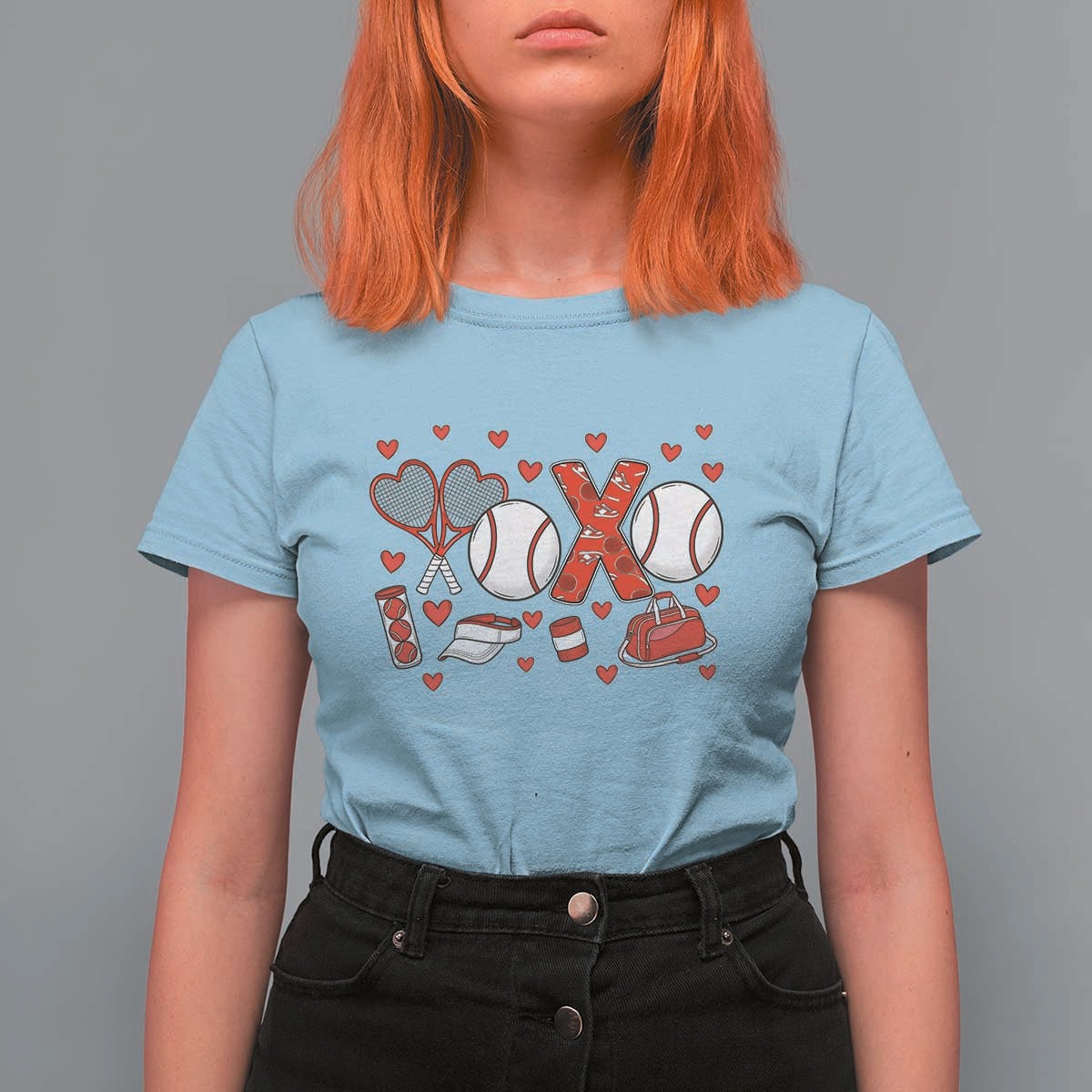 Cute XOXO Tennis Player T Shirt For Women Valentines Tennis Gift - Wonder Print Shop