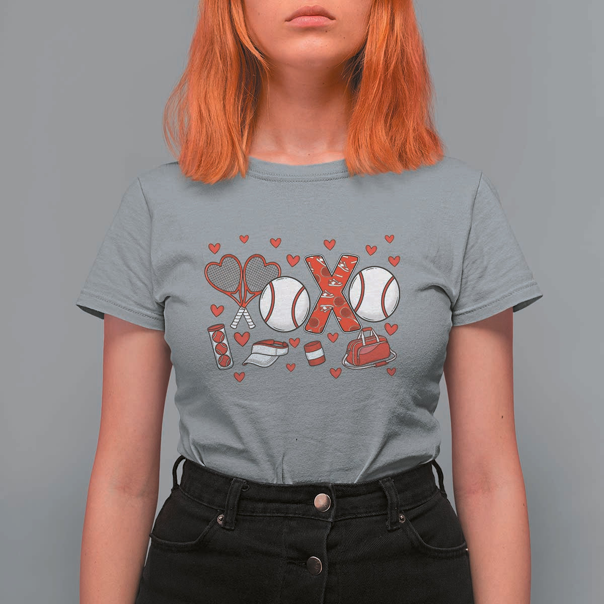 Cute XOXO Tennis Player T Shirt For Women Valentines Tennis Gift - Wonder Print Shop