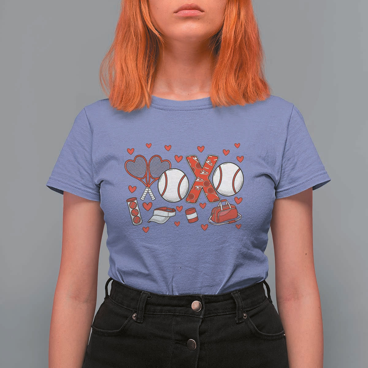 Cute XOXO Tennis Player T Shirt For Women Valentines Tennis Gift - Wonder Print Shop
