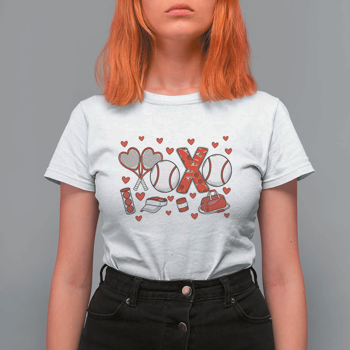 Cute XOXO Tennis Player T Shirt For Women Valentines Tennis Gift - Wonder Print Shop