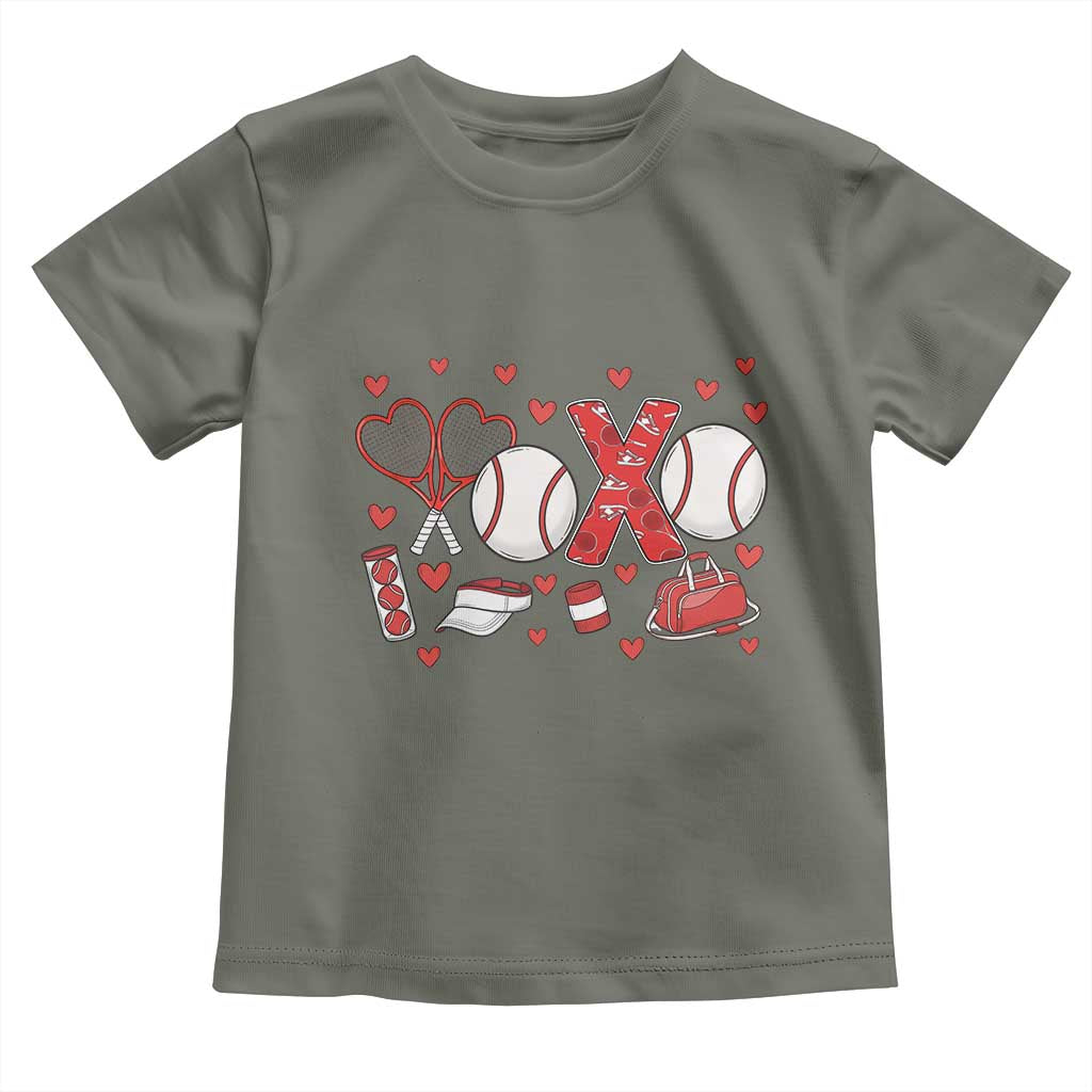 Cute XOXO Tennis Player Toddler T Shirt Valentines Tennis Gift - Wonder Print Shop
