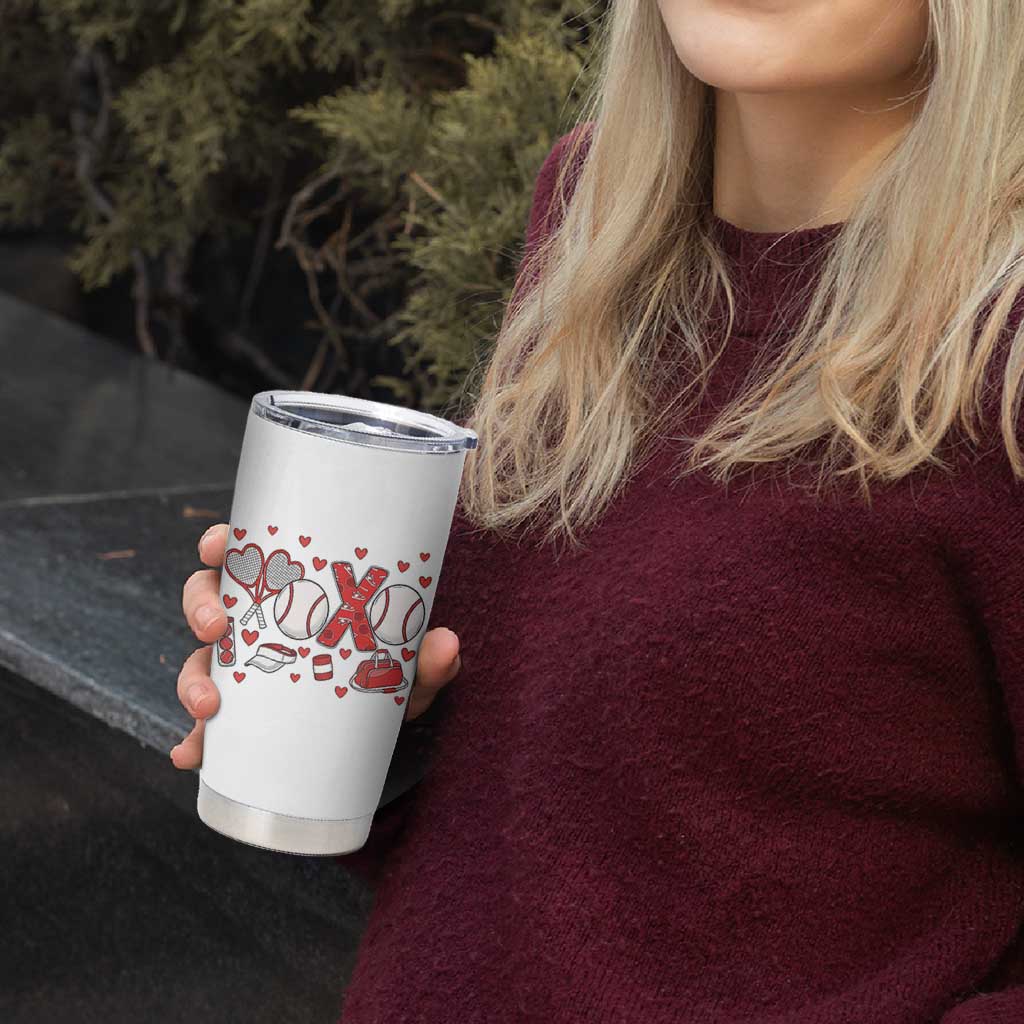 Cute XOXO Tennis Player Tumbler Cup Valentines Tennis Gift - Wonder Print Shop