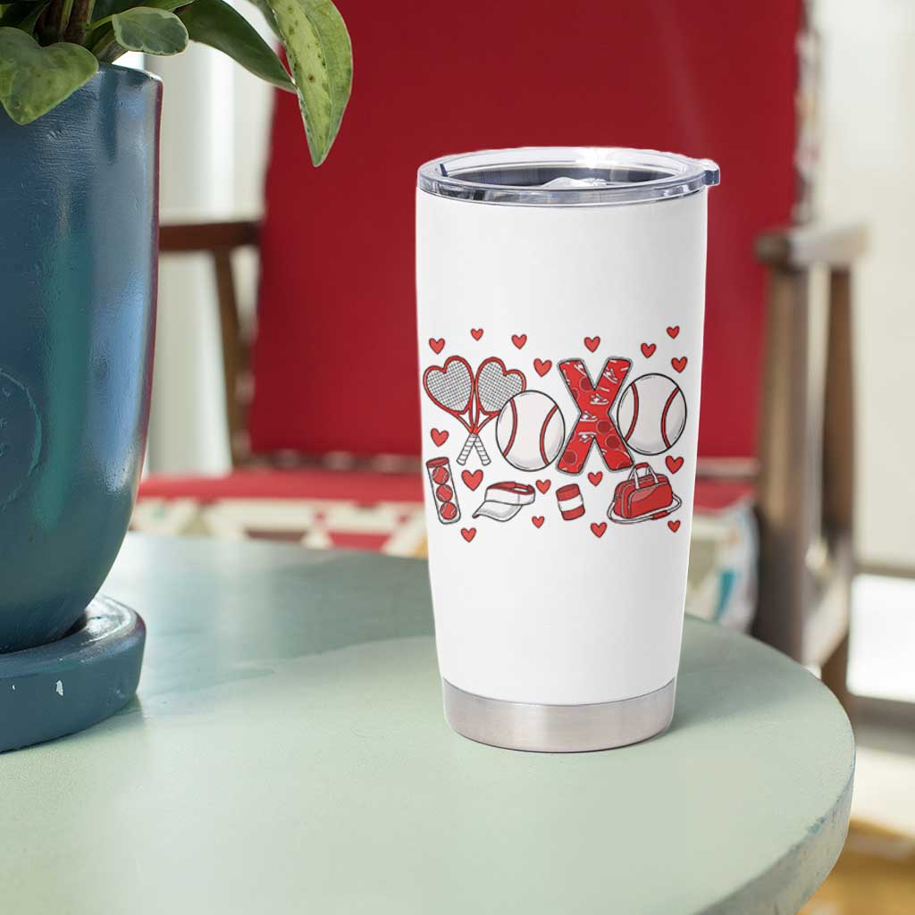 Cute XOXO Tennis Player Tumbler Cup Valentines Tennis Gift - Wonder Print Shop