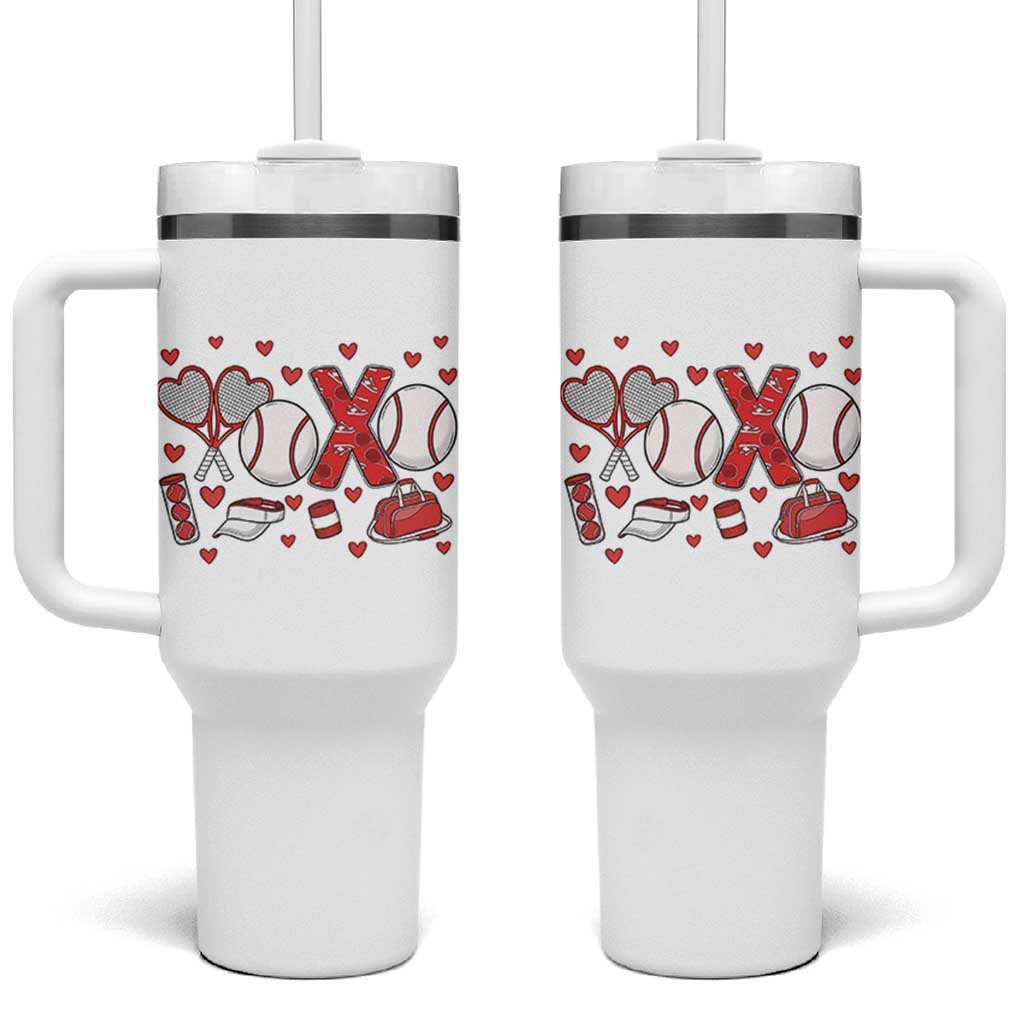 Cute XOXO Tennis Player Tumbler With Handle Valentines Tennis Gift - Wonder Print Shop