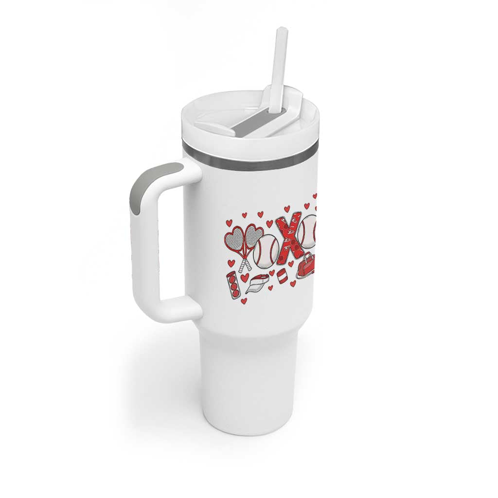 Cute XOXO Tennis Player Tumbler With Handle Valentines Tennis Gift - Wonder Print Shop