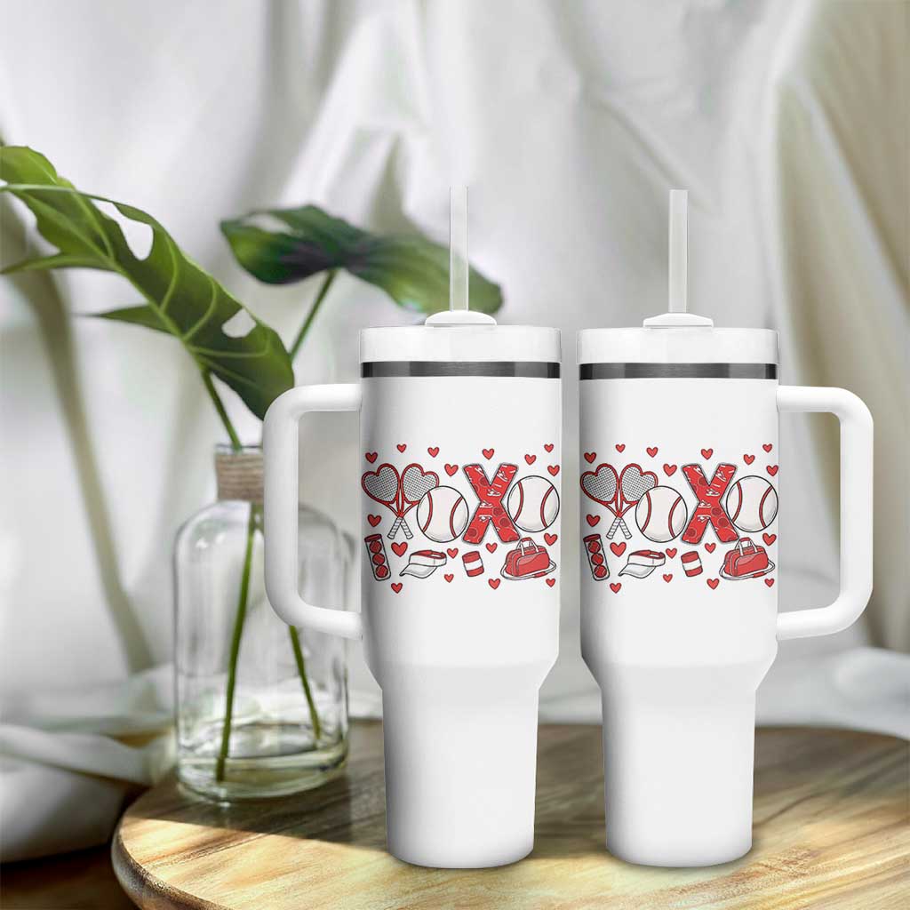 Cute XOXO Tennis Player Tumbler With Handle Valentines Tennis Gift - Wonder Print Shop