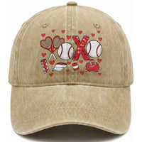Cute XOXO Tennis Player Washed Cotton Baseball Cap Valentines Tennis Gift