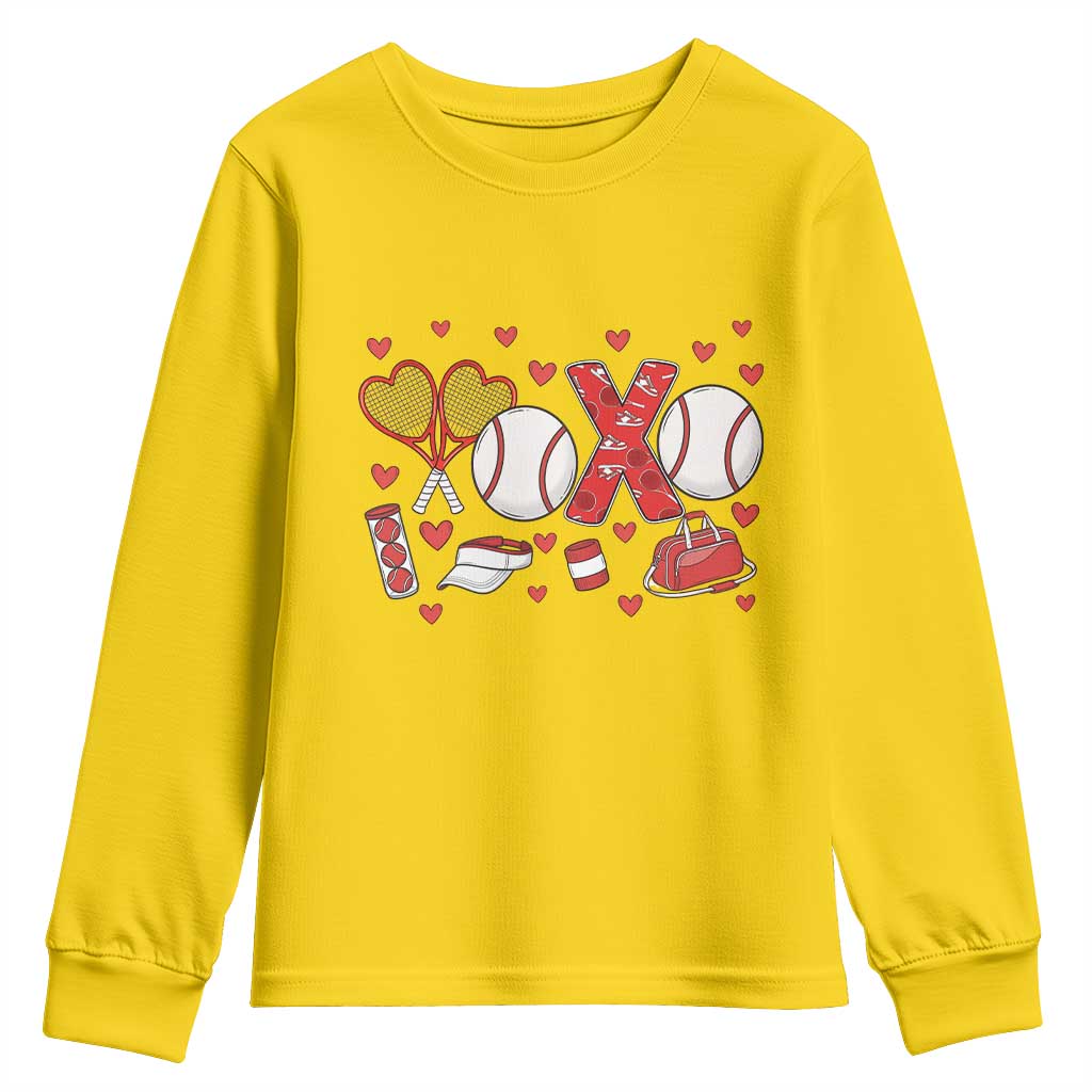 Cute XOXO Tennis Player Youth Sweatshirt Valentines Tennis Gift - Wonder Print Shop