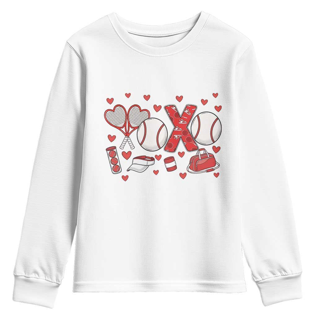 Cute XOXO Tennis Player Youth Sweatshirt Valentines Tennis Gift - Wonder Print Shop