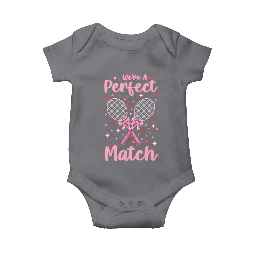 We Are A Perfect Match Baby Onesie Funny Tennis Valentines - Wonder Print Shop