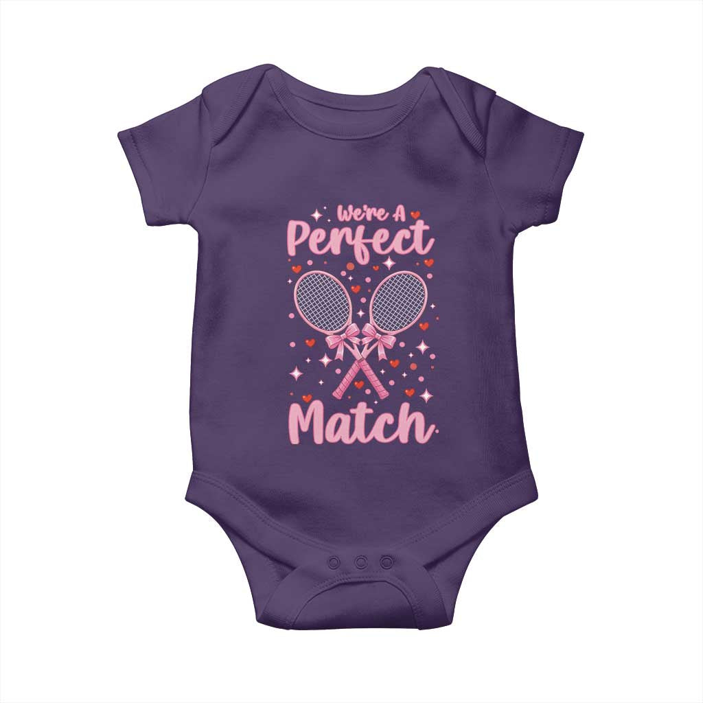 We Are A Perfect Match Baby Onesie Funny Tennis Valentines - Wonder Print Shop