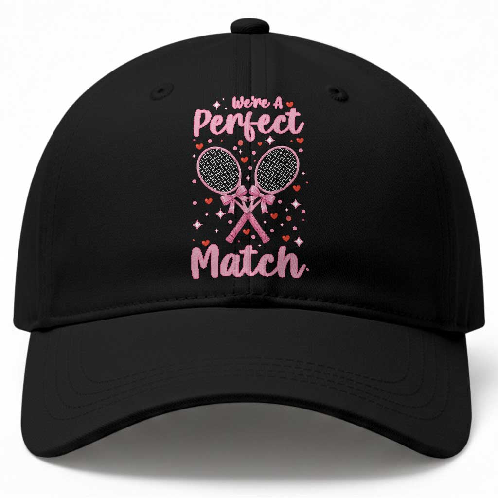 We Are A Perfect Match Baseball Cap Funny Tennis Valentines