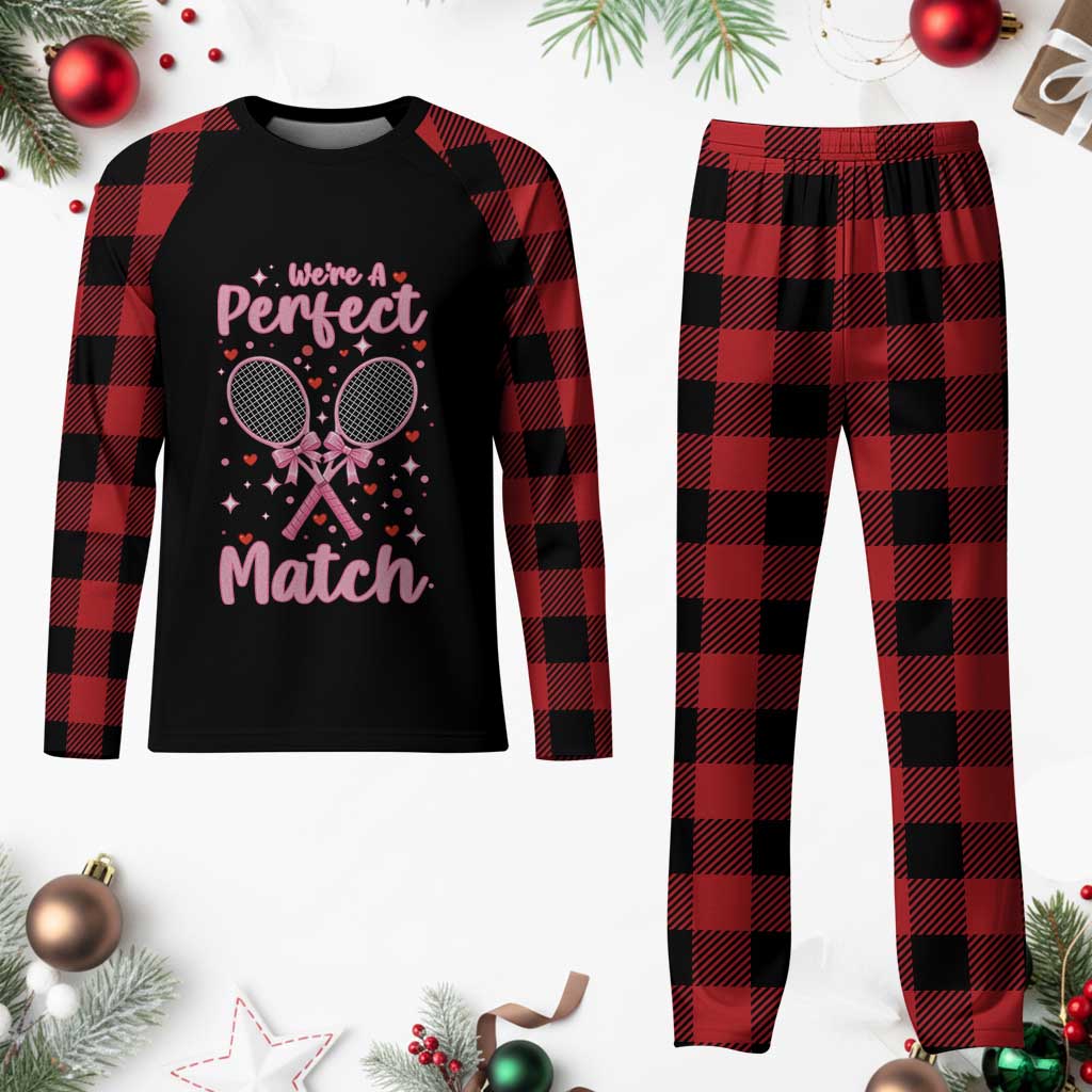 We Are A Perfect Match Plaid Pajama Set Funny Tennis Valentines - Wonder Print Shop