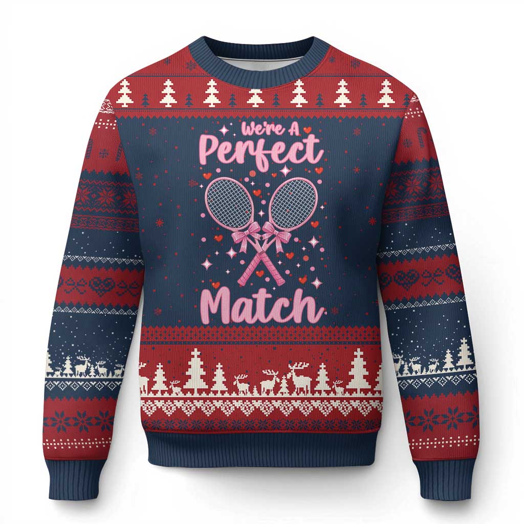 We Are A Perfect Match Ugly Christmas Sweater Funny Tennis Valentines - Wonder Print Shop