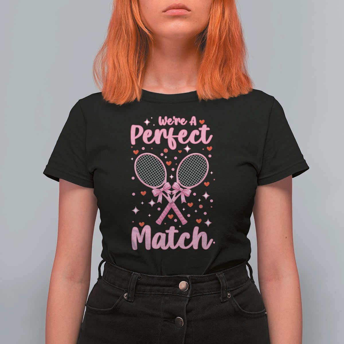 We Are A Perfect Match T Shirt For Women Funny Tennis Valentines - Wonder Print Shop