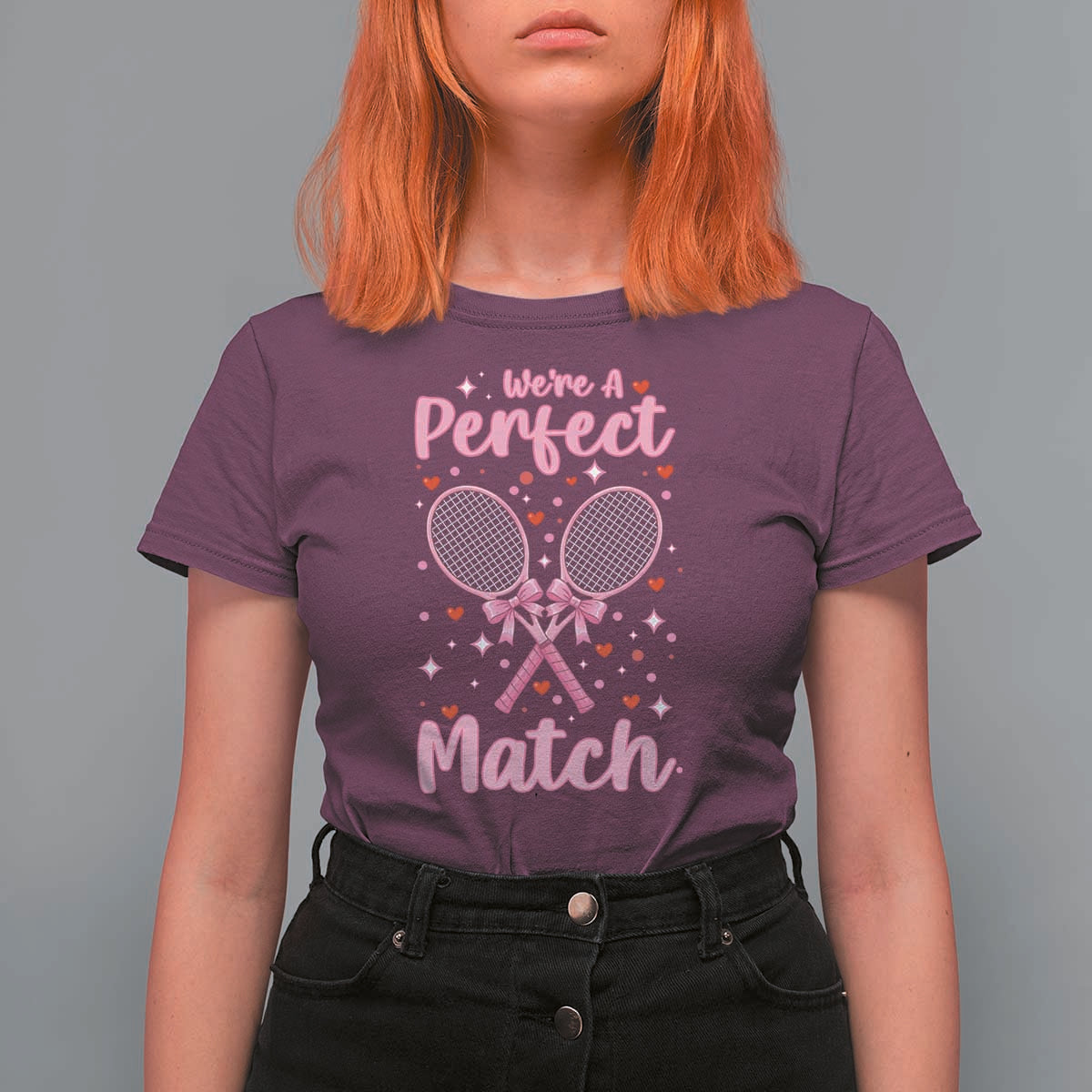 We Are A Perfect Match T Shirt For Women Funny Tennis Valentines - Wonder Print Shop