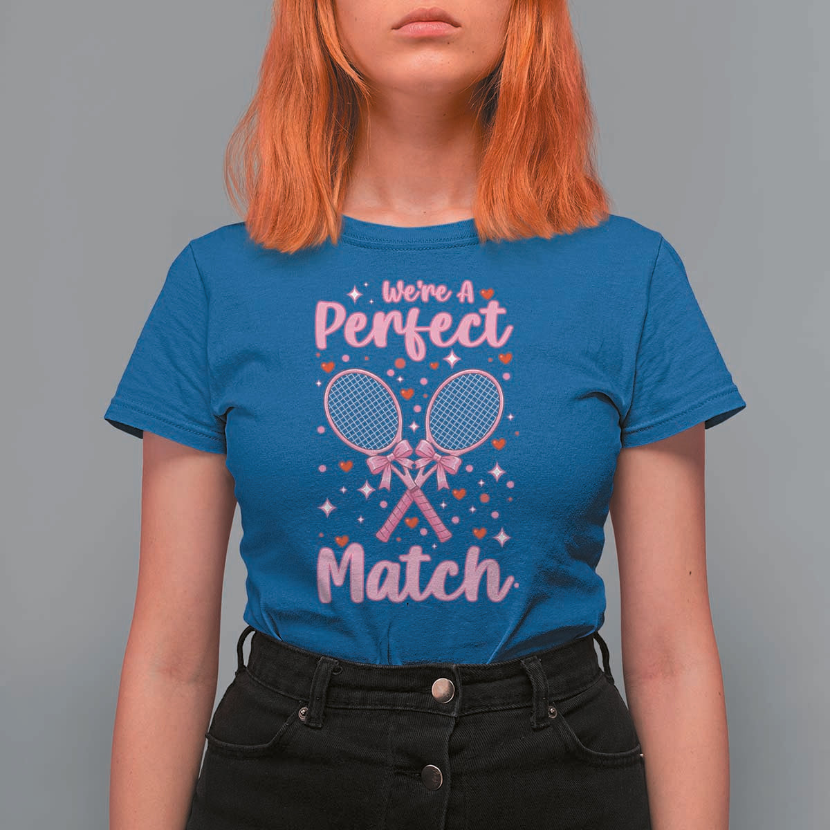 We Are A Perfect Match T Shirt For Women Funny Tennis Valentines - Wonder Print Shop